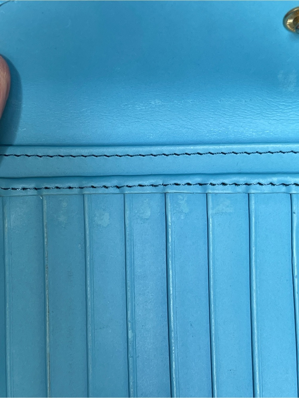 Dooney & Bourke Turquoise Leather Fold-Over Wallet with Gold Plaque - Picture 10 of 14